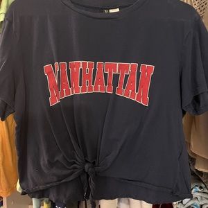 Navy Blue Cropped Divided Shirt